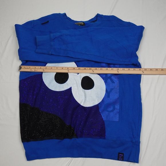 de.Kryptic Sesame Street Sweatshirt Adult XL Pullover Blue Cookie Monster Crew N - Picture 8 of 11